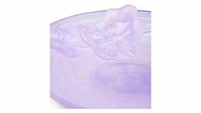 Блюдо Decor de Table Pate de Verre Cristal Орхидея 18 см, хрустальное тесто, фиолетовое, п/к
